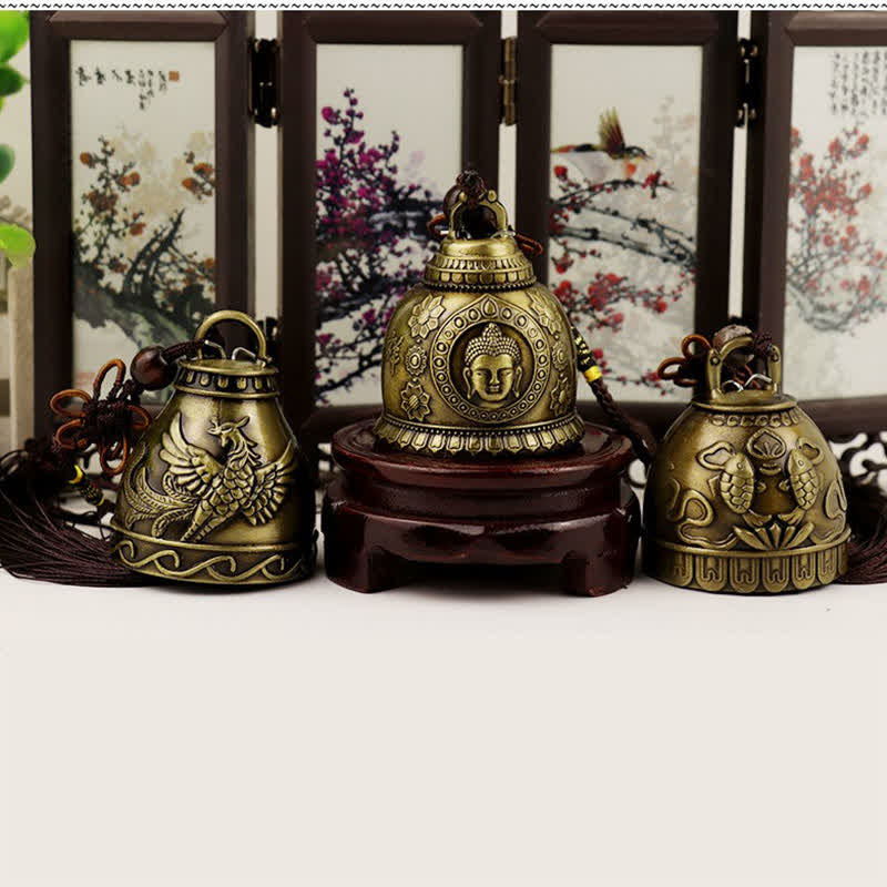 Buddha Stones風水仏 鯉 鳳凰 風鈴 ベル 幸運 壁掛け 装飾