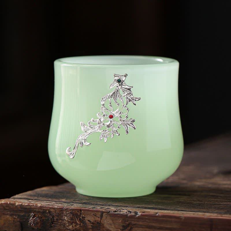 Buddha Stones蓮 龍 鳳凰 花 陶器 ティーカップ ティーカップ