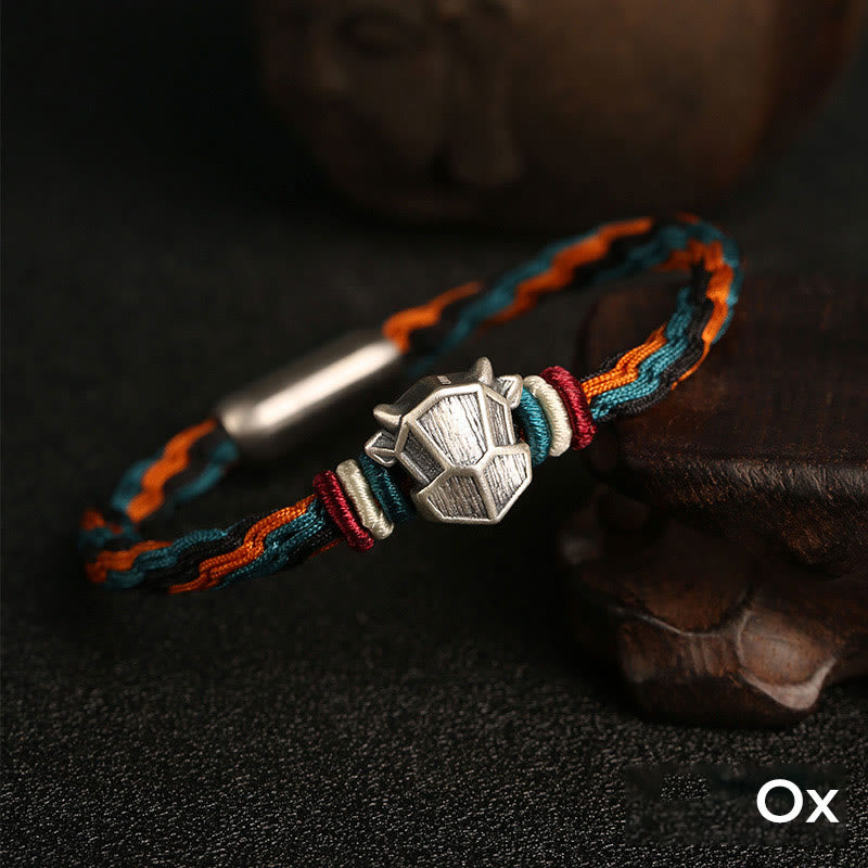 Buddha Stonesハンドメイド 999 スターリングシルバー 龍年 十二支 守護 カラフル 輪廻 結び目 ロープ ブレスレット