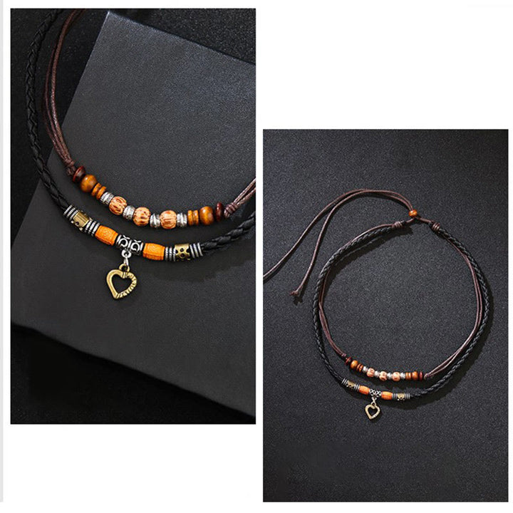 Buddha Stonesラブハート柄ビーズヒーリングネックレスペンダントブレスレット
