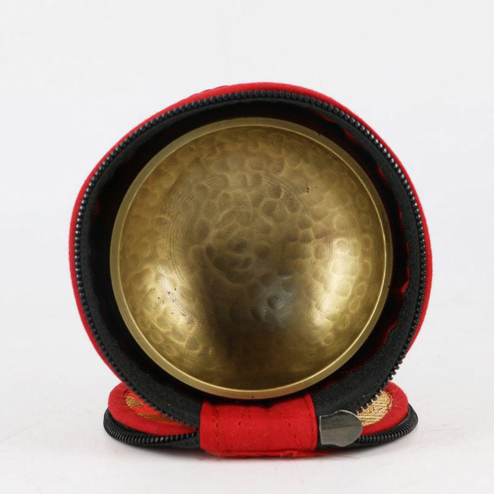 ジッパー開閉装飾付きチベットシンギングボウル収納バッグ（Buddha Stones）