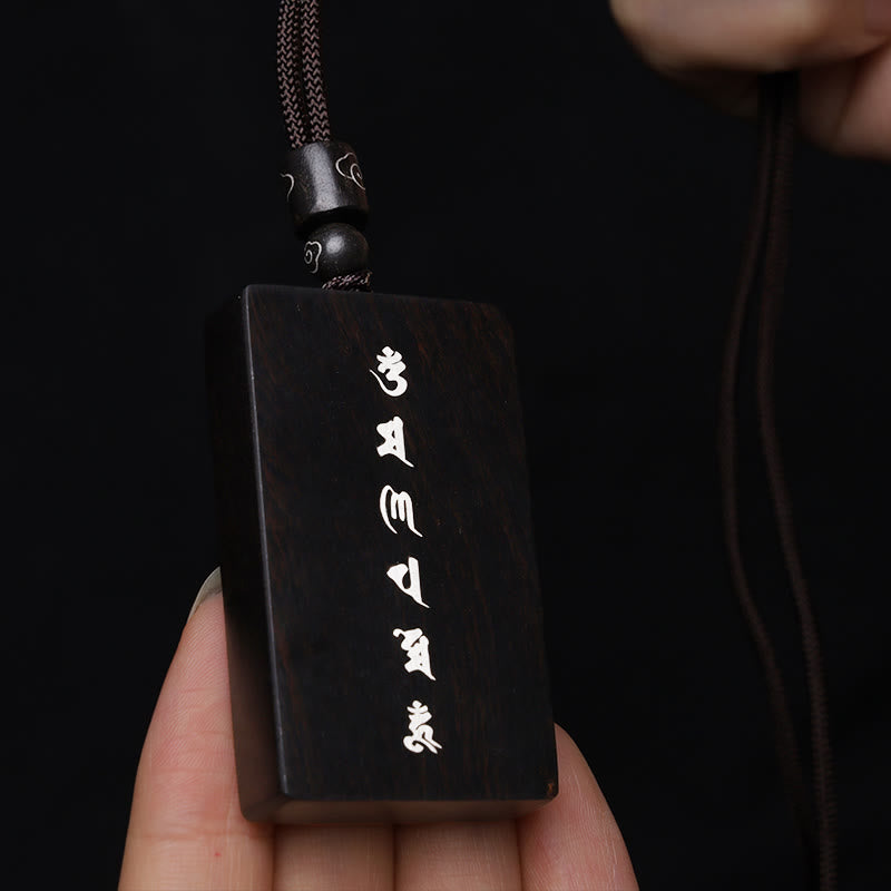 Buddha Stones999 スターリングシルバー小葉紫檀黒檀オーム・マニ・パドメ・フム象嵌 守護ネックレスペンダント - image 13