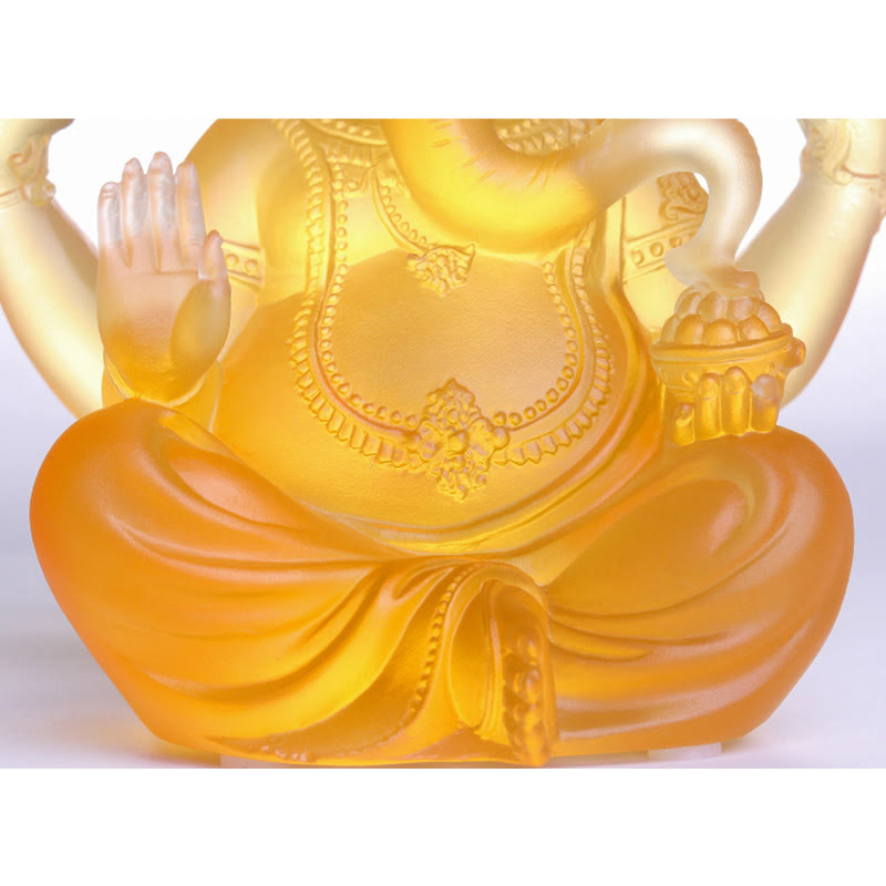 Buddha Stones手作り ガネーシャ ガンパティ 象の置物 リュウリ クリスタル アートピース 守護像 家の装飾