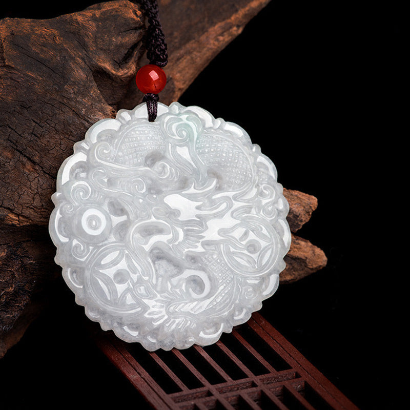 Buddha Stones白翡翠 龍守護ネックレス 紐ペンダント - image 2