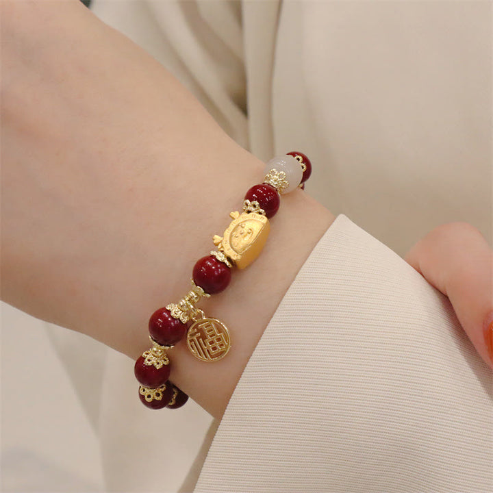 Buddha Stones赤瑪瑙 ストロベリークォーツ 黒曜石 翡翠 ガーネット 真珠 辰砂 団子型 龍 幸運 福 キャラクター ブレスレット - image 35