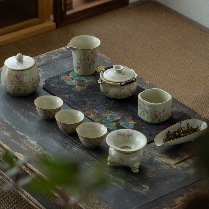 Buddha Stones桃の花 デイジーの花 陶器 ティーカップ カンフーティーカップ