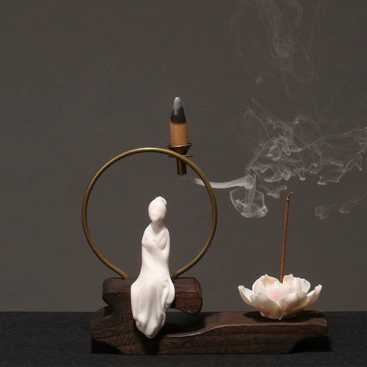 Buddha Stones陶器 蓮 癒し 瞑想 香炉 装飾