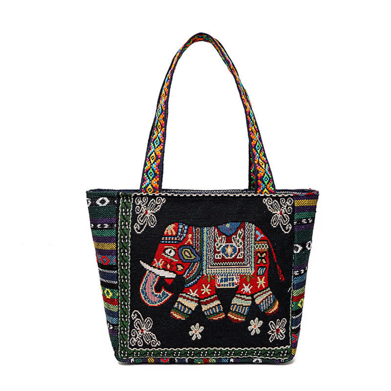 Buddha Stonesの蝶刺繍入り大容量キャンバストートバッグショルダーバッグ