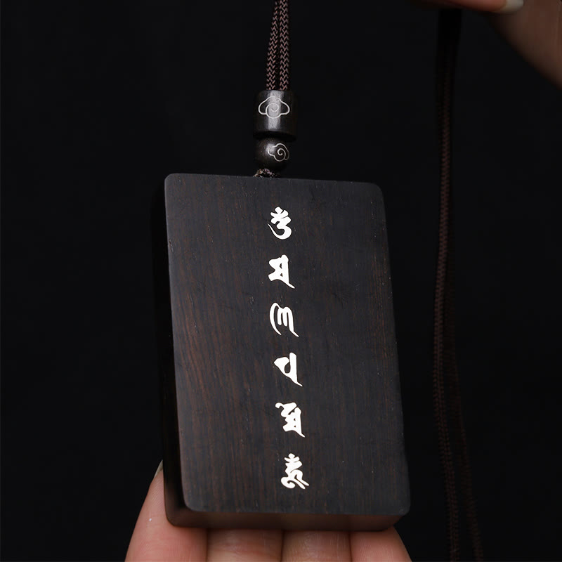 Buddha Stones999 スターリングシルバー小葉紫檀黒檀オーム・マニ・パドメ・フム象嵌 守護ネックレスペンダント - image 18