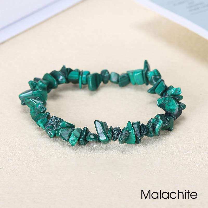 天然の不規則な形のクリスタルストーンの温もりと癒しのブレスレット - マラカイト（手首周り：15～16cm） - image 44