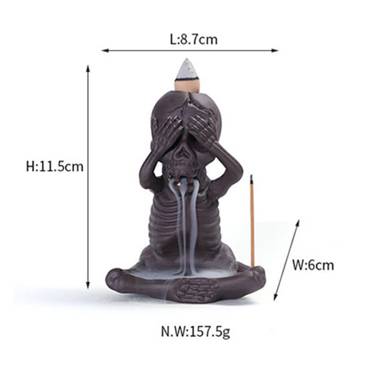 Buddha Stones小さな頭蓋骨 ゴースト 紫粘土 逆流煙噴水 平和香炉 装飾