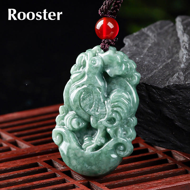 Buddha Stones天然翡翠12星座繁栄ネックレスペンダント - 雄鶏 - image 23
