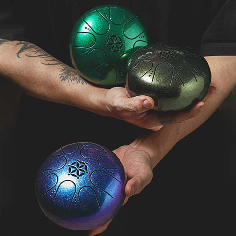 Buddha Stonesスチールタンドラム サウンドヒーリング 瞑想 ヨガ ドラムキット 8音 5インチ キャリーバッグ付き