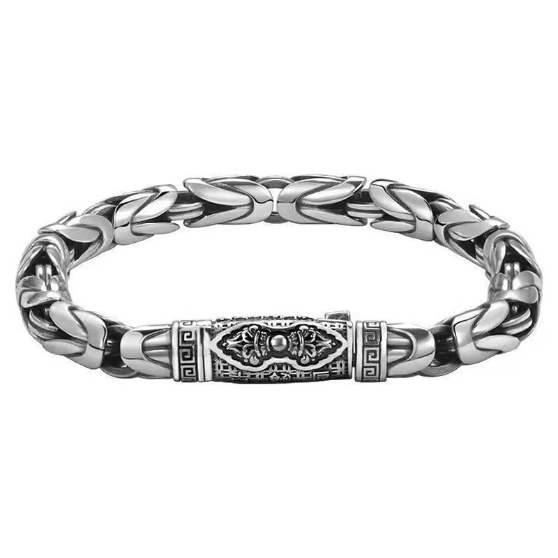 Buddha Stonesドルジェ・ヴァジュラ・オーム・マニ・パドメ・フム・平和・愛の銅製チェーンブレスレット