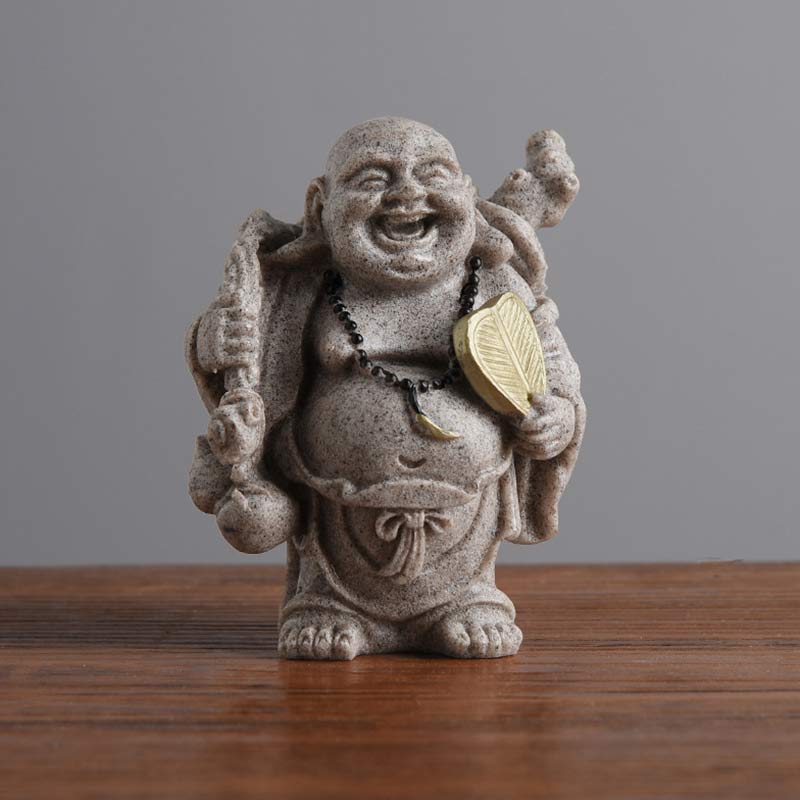 Buddha Stones笑う仏 樹脂像 祝福 室内装飾 - 7.5×5.5×9cm - image 6