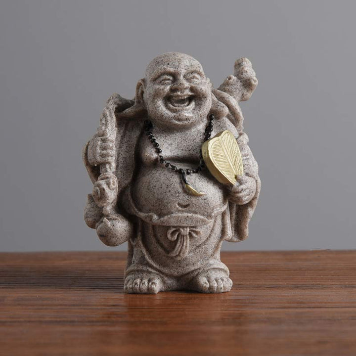 Buddha Stones笑う仏 樹脂像 祝福 室内装飾 - 7.5×5.5×9cm - image 6