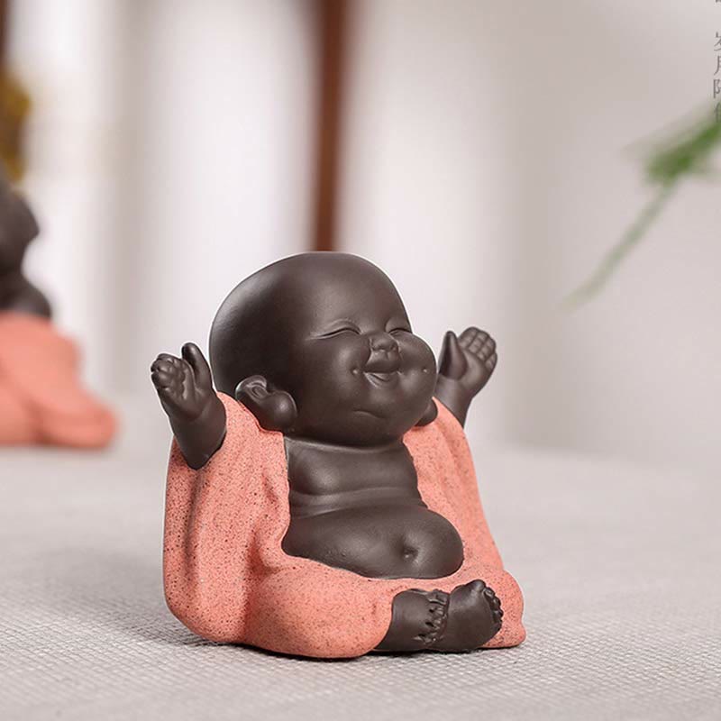 いつも笑顔のBuddha Stones笑う仏 富と幸運 紫粘土 弥勒像 装飾