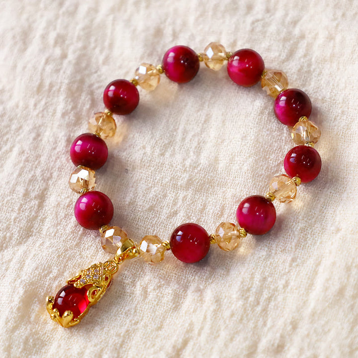 Buddha Stonesレッドタイガーアイ 貔貅 狐 守護 自信 ブレスレット