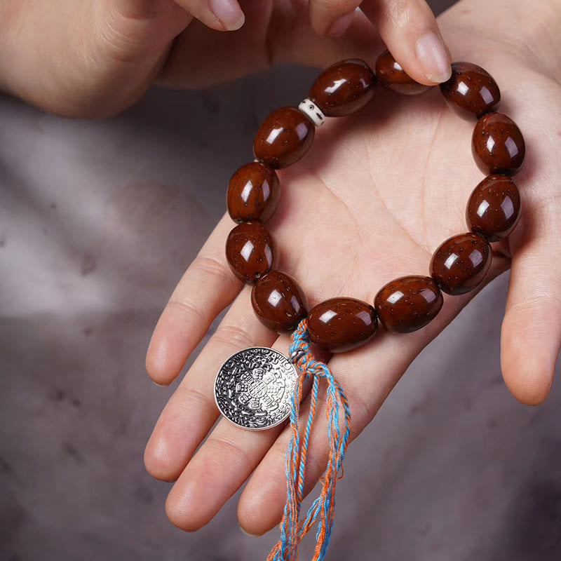 Buddha Stonesチベット天然紫金鼠OM中国十二支九宮八図チャーム富ブレスレット