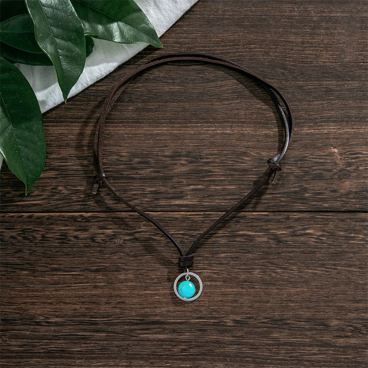 Buddha Stonesラウンドターコイズストーン保護力ネックレスペンダント