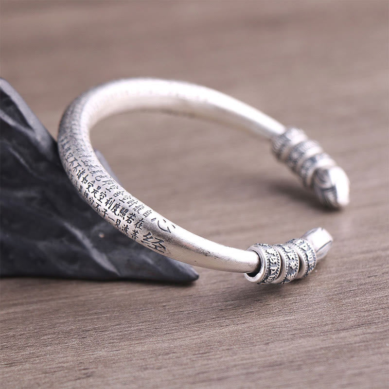 Buddha Stones999スターリングシルバー 般若心経オーム・マニ・パドメ・フム刻印入り 平和 純潔 ブレスレット バングル - image 4