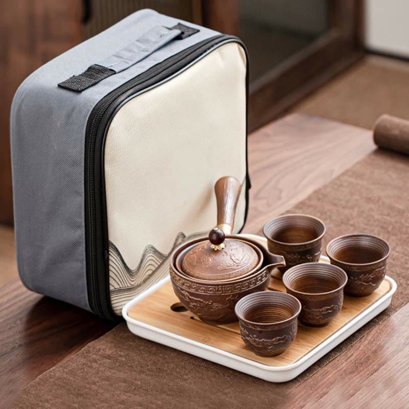 Buddha Stones中国功夫茶器デザイン 陶器ティーポット ポータブルギフトバッグ