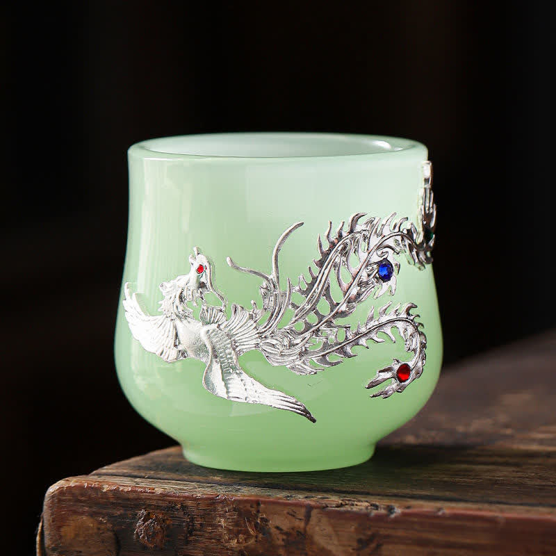 Buddha Stones蓮 龍 鳳凰 花 陶器 ティーカップ ティーカップ