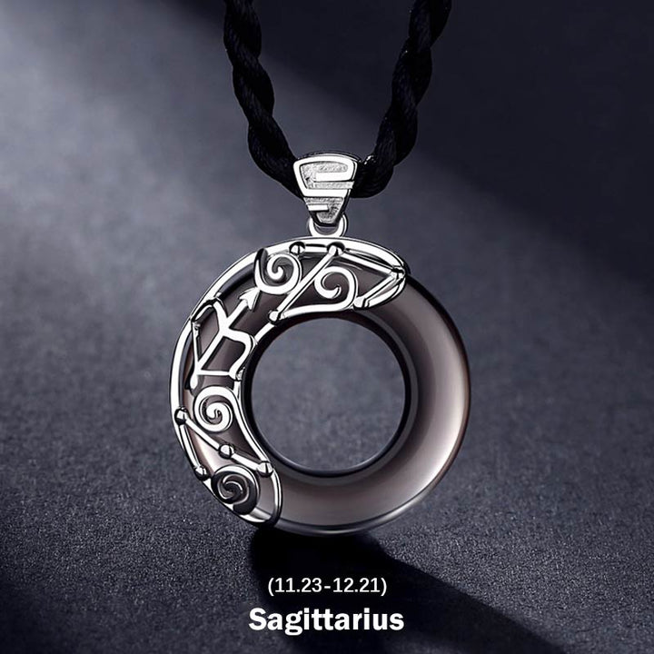 Buddha Stones12星座 アイスオブシディアン 祝福 ラウンドペンダントネックレス
