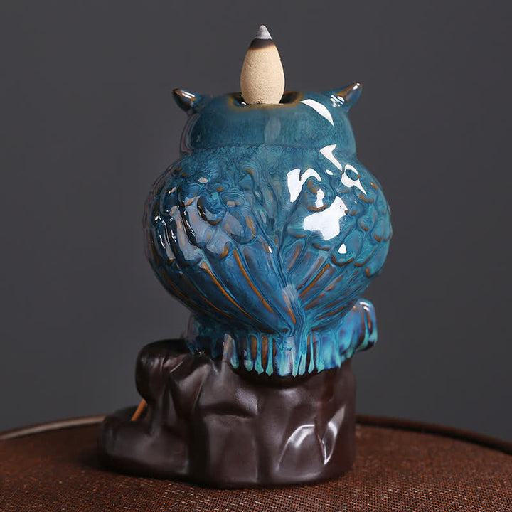 Buddha Stonesかわいいフクロウ 陶器 逆流煙噴水 瞑想 癒し 香炉 装飾