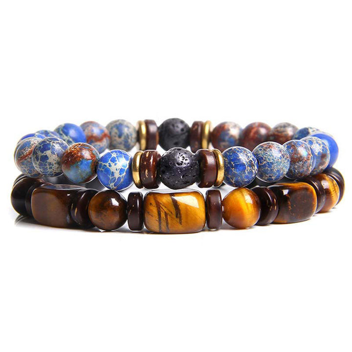 Buddha Stones2個入り ヒーリングクリスタル エンペラーストーン タイガーアイ ビーズブレスレット