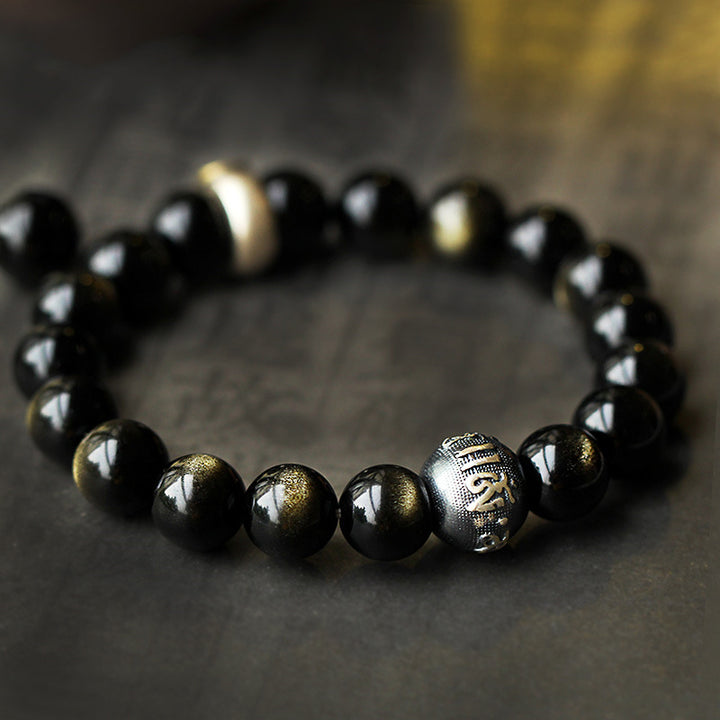 Buddha Stones十二支誕生仏黒曜石 浄化ブレスレット