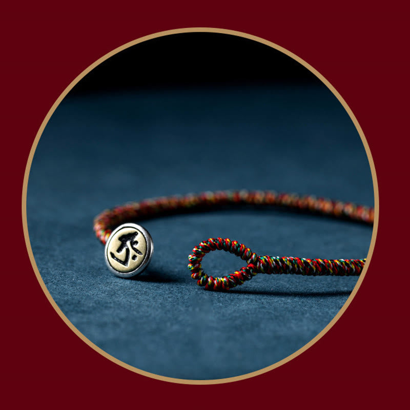 Buddha Stonesハンドメイド 925 スターリングシルバー十二支誕生仏守護 カラフル ロープブレスレット
