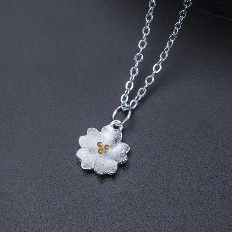 Buddha Stones925スターリングシルバー 桜の花の祝福ネックレスペンダント