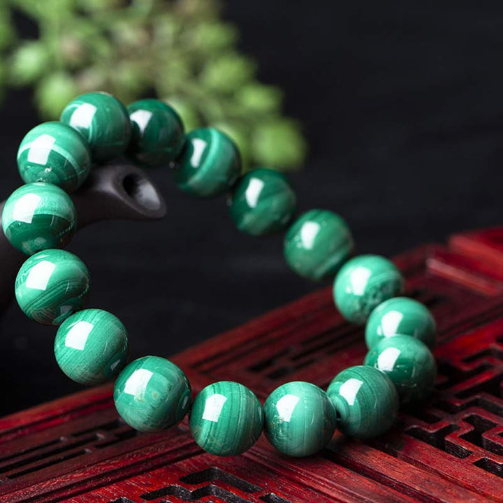 Buddha Stones天然マラカイト 保護 静寂 ブレスレット