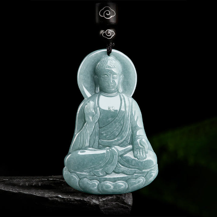 Buddha Stones阿弥陀仏 天然翡翠 蓮華 お守り 慈悲の紐 ネックレス ペンダント - image 5