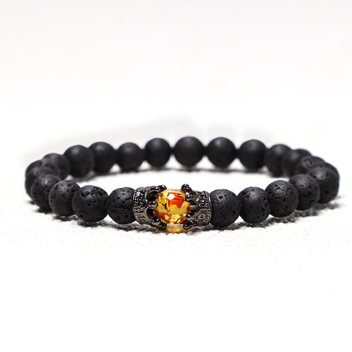 Buddha Stones天然石 キング＆クイーン クラウン ヒーリング エネルギー ビーズ カップル ブレスレット