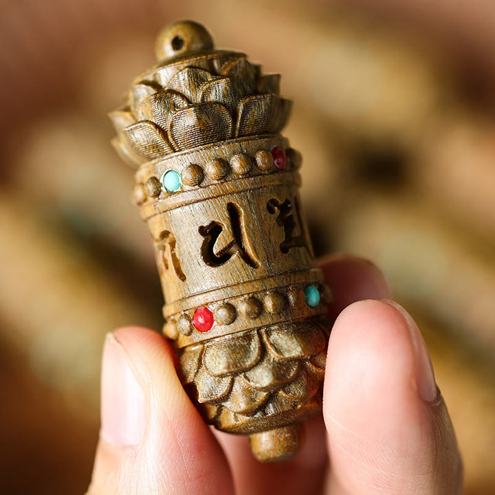 Buddha Stonesチベット グリーンサンダルウッド ローズウッドオーム・マニ・パドメ・フムフム ロータス ポジティブ 癒し ネックレス ペンダント - image 3