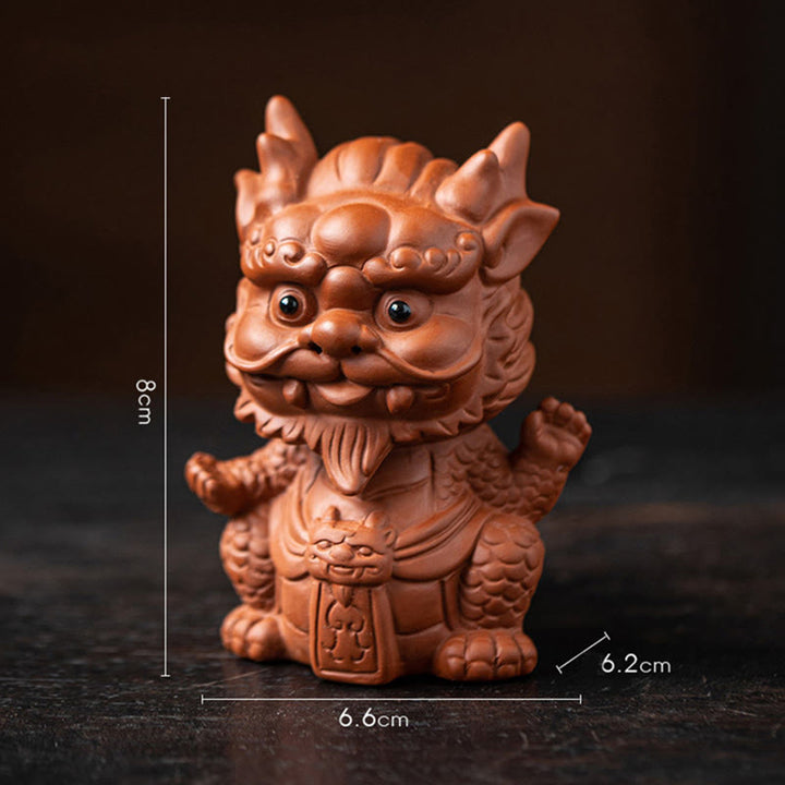 Buddha Stones幸運 龍 富 茶 ペット 紫 粘土 置物 装飾 - リトルドラゴンキング ブラウン 6.6×6.2×8cm - image 2
