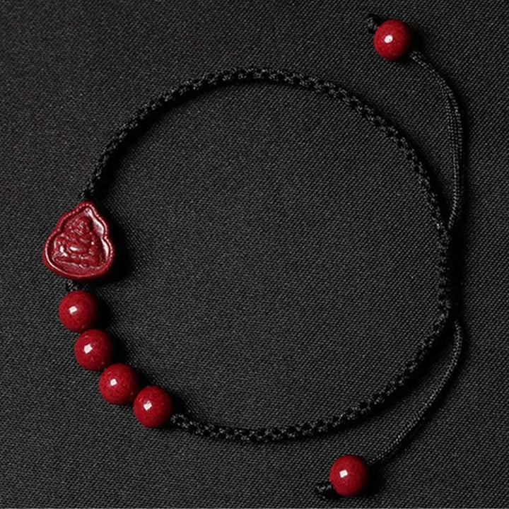Buddha Stones笑う仏陀観音菩薩辰砂祝福ストリング ブレスレット