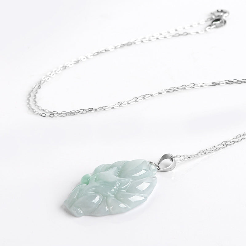 Buddha Stones 925スターリングシルバー 天然翡翠 九尾狐 繁栄のネックレスペンダント