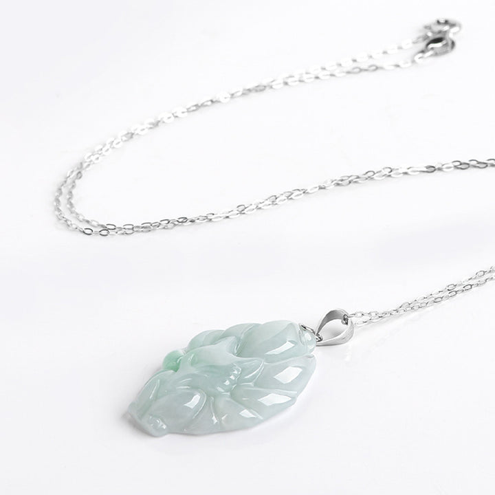 Buddha Stones 925スターリングシルバー 天然翡翠 九尾狐 繁栄のネックレスペンダント