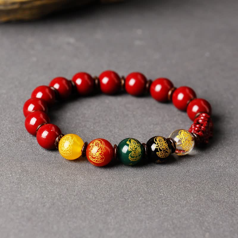 Buddha Stones富の神 辰砂 貔貅 祝福ブレスレット
