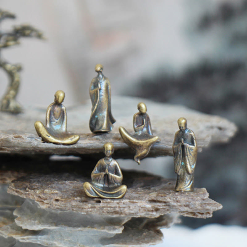 Buddha Stonesミニ瞑想仏 金属製 僧侶 静寂 家の装飾 - image 3