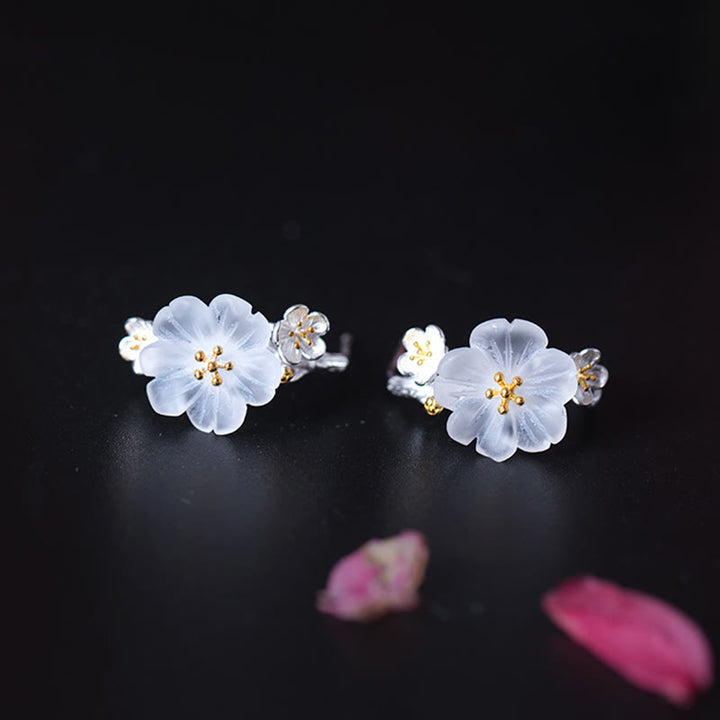 Buddha Stones925スターリングシルバー 梅の花 フローラルブレッシングイヤリング