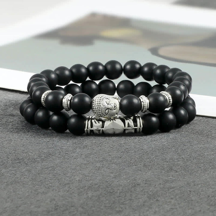 Buddha Stones2個入り 天然水晶瑪瑙 仏陀守護ブレスレット