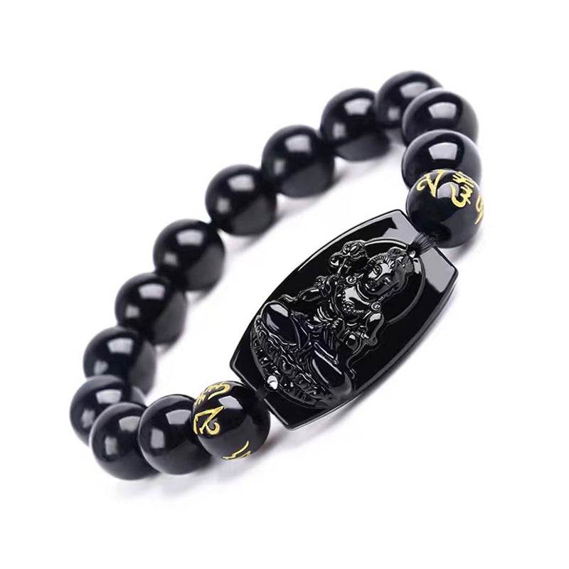 Buddha Stones、十二支、黒曜石の守護ブレスレット