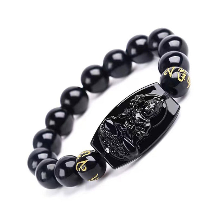 Buddha Stones、十二支、黒曜石の守護ブレスレット