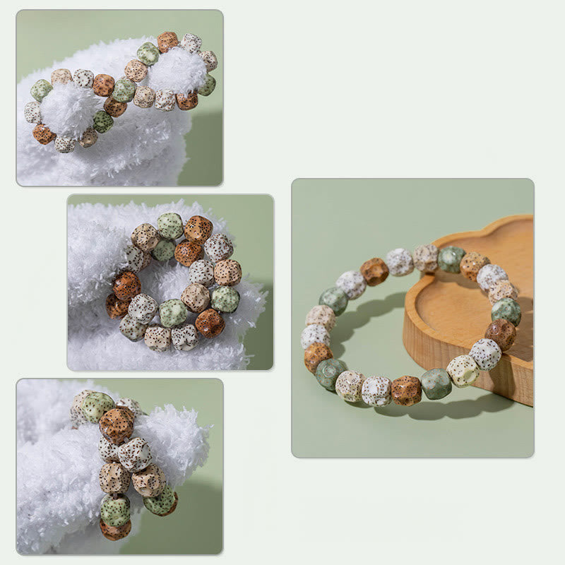 Buddha Stones天然 カラフル 菩提樹 縁起 富のブレスレット