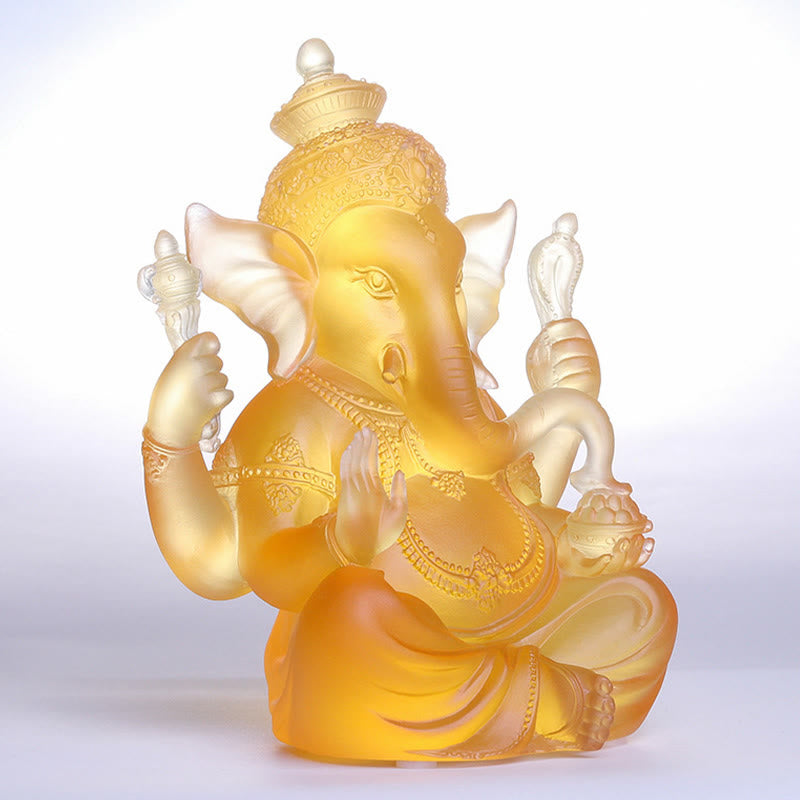 Buddha Stones手作り ガネーシャ ガンパティ 象の置物 リュウリ クリスタル アートピース 守護像 家の装飾
