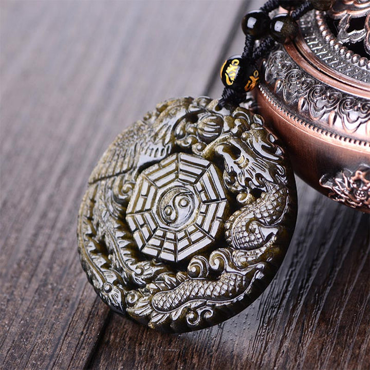 Buddha Stonesゴールデンオブシディアン ヒーリングエネルギーネックレスペンダント